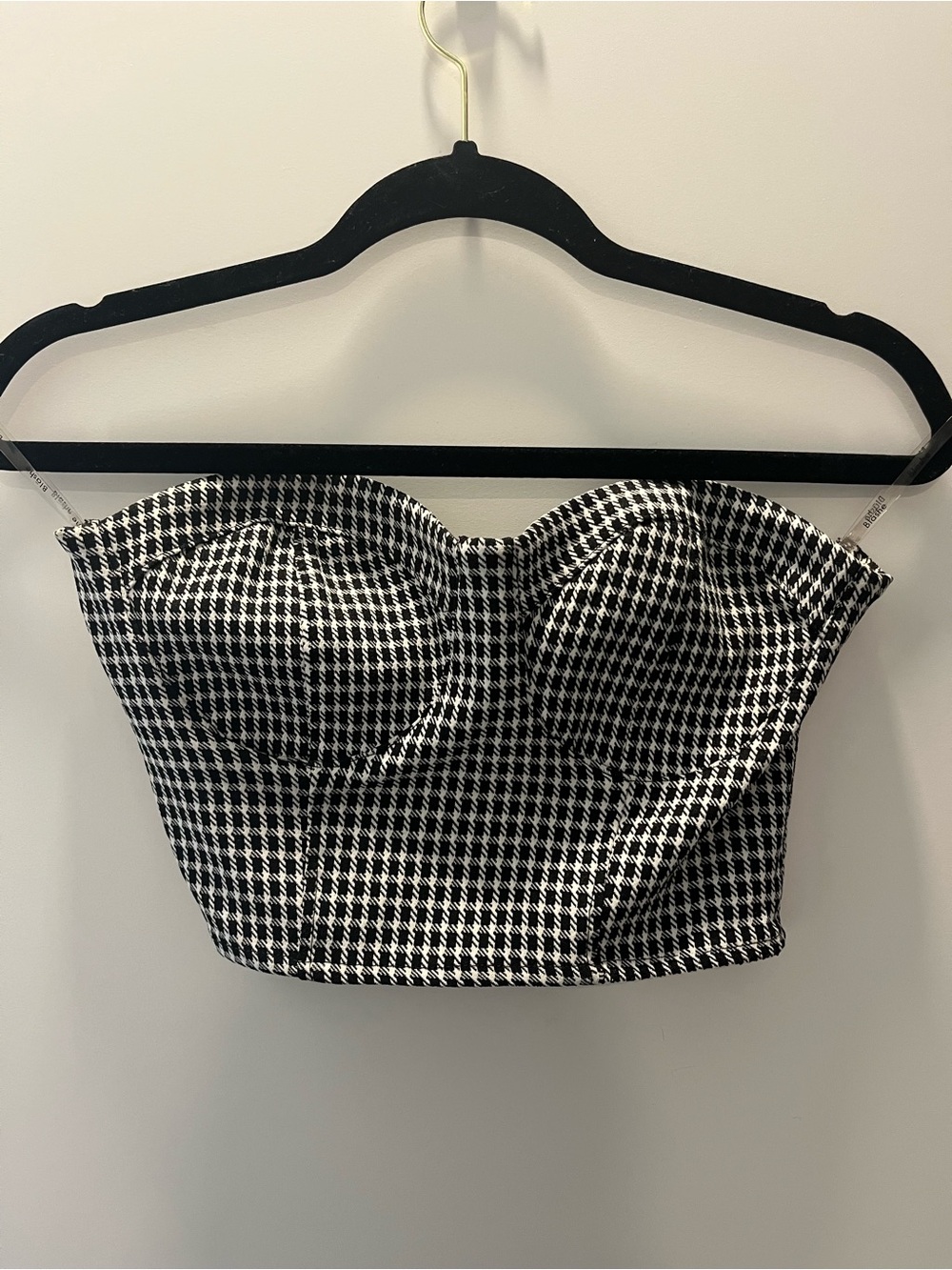 Houndstooth Strapless Bustier Crop Top